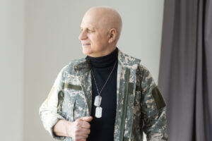 A veteran soldier in military uniform.